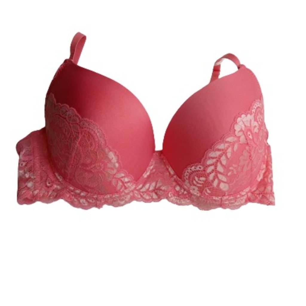 French Affair Womens Push Up Bra Pink Lace Underwired Lightly Padded 38c New
